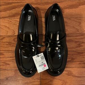 Zara Black Patent Loafers